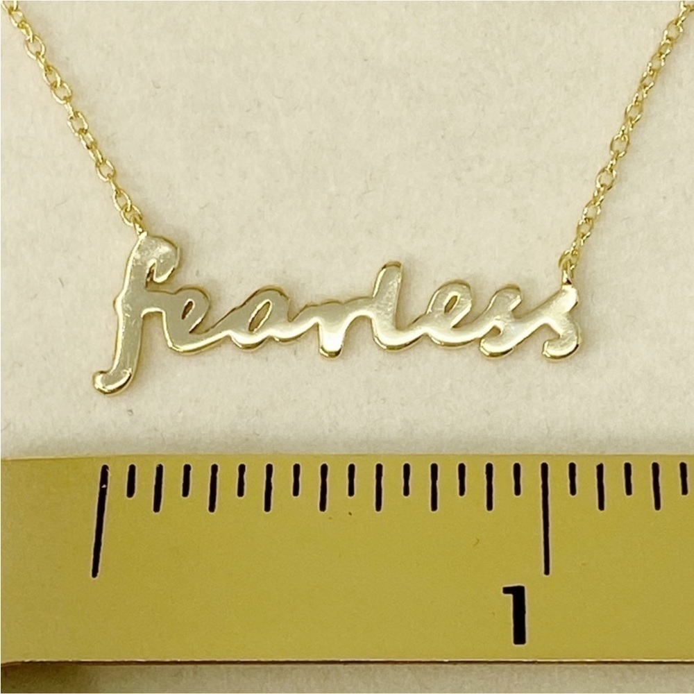 fearless Necklace from Argento Vivo Script Message Gold Word Art nwt New - Picture 5 of 9